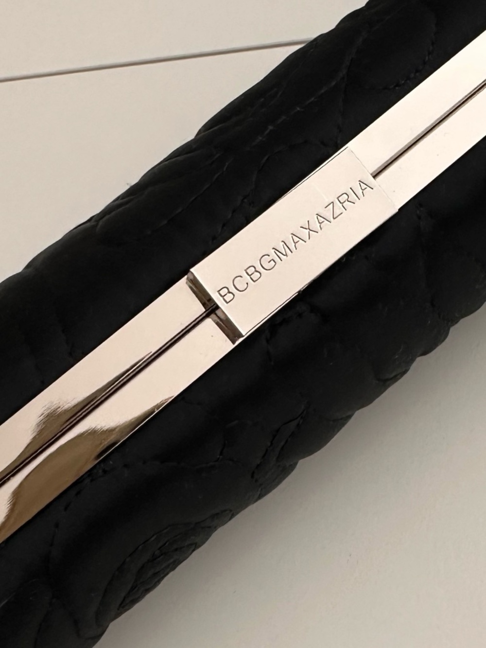 BCBGMAXAZRIA Quilted Satin Cylinder Clutch with Chain